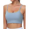 imageTHE GYM PEOPLE Womens Adjustable Longline Sports Bras Scoop Neck Padded Wireless Workout Yoga TopsDenim Blue