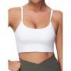 imageTHE GYM PEOPLE Womens Adjustable Longline Sports Bras Scoop Neck Padded Wireless Workout Yoga TopsWhite