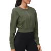 imageTHE GYM PEOPLE Womens Cropped Jackets Full Zip Long Sleeve Ribbed Workout Sweatshirts Lightweight Casual TopsGraphite Green