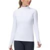 imageTHE GYM PEOPLE Womens Half Zip Golf Workout Shirts Long Sleeve Soft Warm Yoga Athletic Pullover Sweatshirts with Thumb HoleWhite
