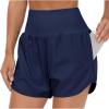 imageTHE GYM PEOPLE Womens High Waist Running Shorts with Liner Athletic Hiking Workout Shorts Zip PocketsBlue