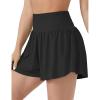 imageTHE GYM PEOPLE Womens High Waisted Flowy Running Shorts 2 in 1 Athletic Workout Skirt ShortsBlack