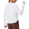 imageTHE GYM PEOPLE Womens Long Sleeve Workout Shirts Side Slits Athletic Yoga Tee Tops with Thumb HoleWhite