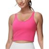 imageTHE GYM PEOPLE Womens Longline Sports Bra Removable Padded Wireless Workout Yoga Tank TopsBright Pink