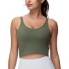 imageTHE GYM PEOPLE Womens Longline Sports Bra Removable Padded Wireless Workout Yoga Tank TopsOlive Green