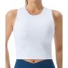 imageTHE GYM PEOPLE Womens Medium Support Sports Bra Removable Padded Sleeveless Workout Crop TopsWhite