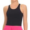 imageTHE GYM PEOPLE Womens Racerback Longline Sports Bra Removable Padded High Neck Workout Yoga Crop TopsBlack