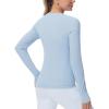imageTHE GYM PEOPLE Womens Soft Slim Fit Workout Shirts Long Sleeves Crewneck Yoga Athletic Running Tops with Thumb HoleSky Blue