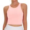 imageTHE GYM PEOPLE Womens Sports Bra Sleeveless Workout Tank Tops Running Yoga Cropped Tops with Removable PaddedPink
