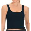 imageTHE GYM PEOPLE Womens Square Neck Longline Sports Bra Workout Removable Padded Yoga Crop Tank TopsBlack