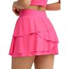 imageTHE GYM PEOPLE Womens Tiered Petal Tennis Skirts Ruffle Golf Skorts Builtin Shorts with PocketsBright Pink