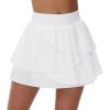 imageTHE GYM PEOPLE Womens Tiered Petal Tennis Skirts Ruffle Golf Skorts Builtin Shorts with PocketsWhite