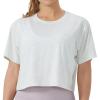 imageTHE GYM PEOPLE Womens Workout Crop Top TShirt Short Sleeve Boxy Yoga Running Cropped Basic TeeHeather White