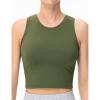 imageTHE GYM PEOPLE Womens Workout Crop Tops Sleeveless Yoga Running Shirts Athletic Tank Top No PaddingOlive Green