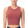 imageTHE GYM PEOPLE Womens Workout Crop Tops Sleeveless Yoga Running Shirts Athletic Tank Top No PaddingRose Red