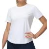 imageTHE GYM PEOPLE Womens Workout Short Sleeve Breathable TShirts Athletic Yoga Tee TopsWhite