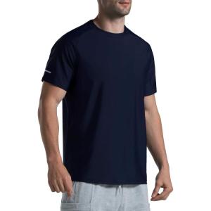 imageMens Cooling Ice Silk Running Shirts Quick Dry Short Sleeve Athletic Gym TShirts UPF 50 Outdoor Workout TshirtsBlue