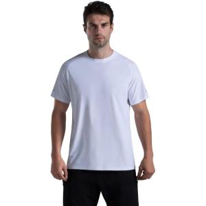 imageMens Cooling Ice Silk Running Shirts Quick Dry Short Sleeve Athletic Gym TShirts UPF 50 Outdoor Workout TshirtsWhite