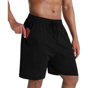 imageMens Lounge Shorts with Deep Pockets Loosefit Jersey Shorts for RunningWorkoutTraining Basketball605 Black