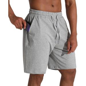 imageMens Lounge Shorts with Deep Pockets Loosefit Jersey Shorts for RunningWorkoutTraining Basketball605 Grey