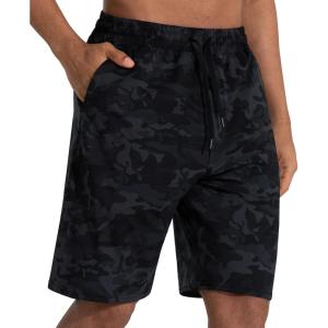 imageMens Lounge Shorts with Deep Pockets Loosefit Jersey Shorts for RunningWorkoutTraining BasketballBlackgrey Camo