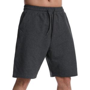 imageMens Lounge Shorts with Deep Pockets Loosefit Jersey Shorts for RunningWorkoutTraining BasketballDark Grey