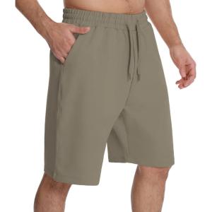 imageMens Lounge Shorts with Deep Pockets Loosefit Jersey Shorts for RunningWorkoutTraining BasketballGrey Brown