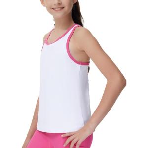 imageTHE GYM PEOPLE Girls Athletic Tank Tops Racerback Sleeveless Running Yoga Workout ShirtsWhite