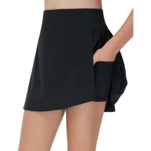 imageTHE GYM PEOPLE Girls Pleated Tennis Skirts 2 in 1 Kids Athletic Running Golf Skorts with Shorts PocketsBlack