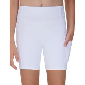 imageTHE GYM PEOPLE Girls Volleyball Shorts Kids High Waist Dance Workout Gymnastics Biker Athletic Shorts with PocketWhite