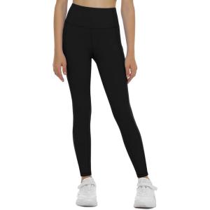 imageTHE GYM PEOPLE Girls Workout Leggings Kids High Waist Stretch Athletic Dance Yoga Pants with PocketsBlack