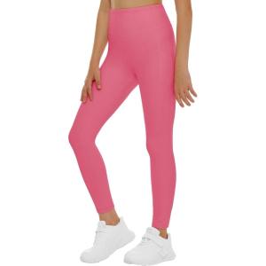 imageTHE GYM PEOPLE Girls Workout Leggings Kids High Waist Stretch Athletic Dance Yoga Pants with PocketsBright Pink