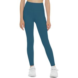 imageTHE GYM PEOPLE Girls Workout Leggings Kids High Waist Stretch Athletic Dance Yoga Pants with PocketsDark Blue Green
