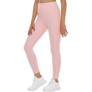 imageTHE GYM PEOPLE Girls Workout Leggings Kids High Waist Stretch Athletic Dance Yoga Pants with PocketsPink