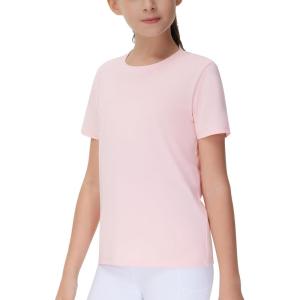 imageTHE GYM PEOPLE Girls Workout Shirts Short Sleeve Loose Fit Crewneck Running Yoga Tee TopsPink