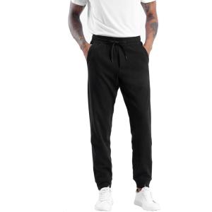 imageTHE GYM PEOPLE Mens Fleece Joggers Pants with Deep Pockets in Loosefit StyleUnlined Lightweight Basic Black