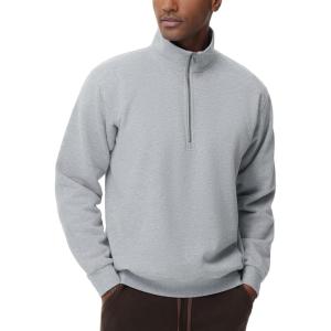 imageTHE GYM PEOPLE Mens Half Zip Fleece Pullover Sweatshirts Midweight Mock Neck Workout Sweat TopsGrey