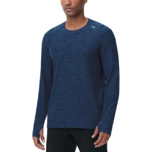 imageTHE GYM PEOPLE Mens Long Sleeve Workout Shirts Moisture Wicking Athletic Running Tee Tops with Thumb HolesDark Blue Heather