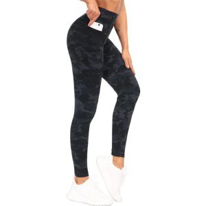 imageTHE GYM PEOPLE Tummy Control Workout Leggings with Pockets High Waist Athletic Yoga Pants for Women Running FitnessBlueDark GreyBlack