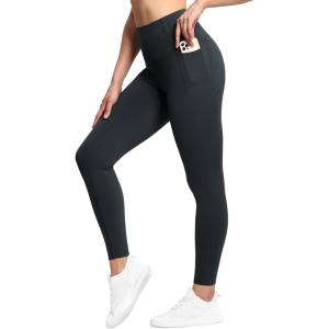 imageTHE GYM PEOPLE Tummy Control Workout Leggings with Pockets High Waist Athletic Yoga Pants for Women Running FitnessCharcoal Grey