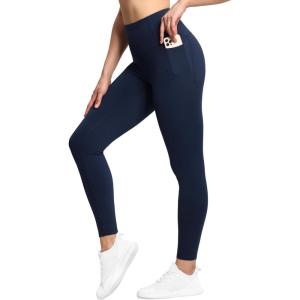 imageTHE GYM PEOPLE Tummy Control Workout Leggings with Pockets High Waist Athletic Yoga Pants for Women Running FitnessNavy Blue