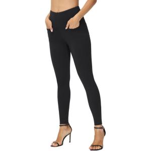 imageTHE GYM PEOPLE Womens Casual Yoga Leggings High Waisted Tummy Control Workout Pants with 4 PocketsBlack