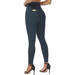 imageTHE GYM PEOPLE Womens Casual Yoga Leggings High Waisted Tummy Control Workout Pants with 4 PocketsCharcoal Grey