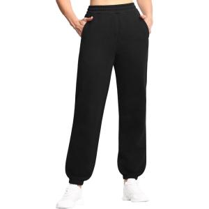 imageTHE GYM PEOPLE Womens Fleece Sweatpants Warm Workout Joggers Pants with PocketsBlack
