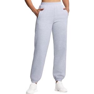 imageTHE GYM PEOPLE Womens Fleece Sweatpants Warm Workout Joggers Pants with PocketsGrey