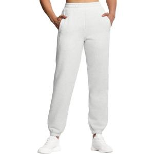 imageTHE GYM PEOPLE Womens Fleece Sweatpants Warm Workout Joggers Pants with PocketsHeather White