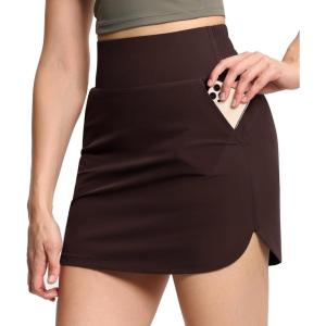 imageTHE GYM PEOPLE Womens Golf Skort Tennis High Waist Lightweight Athletic Casual Skirts Builtin Shorts with 4 PocketsBrown
