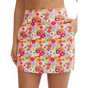 imageTHE GYM PEOPLE Womens Golf Skort Tennis High Waist Lightweight Athletic Casual Skirts Builtin Shorts with 4 PocketsColourful Flowers