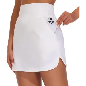 imageTHE GYM PEOPLE Womens Golf Skort Tennis High Waist Lightweight Athletic Casual Skirts Builtin Shorts with 4 PocketsWhite