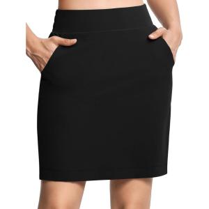 imageTHE GYM PEOPLE Womens Golf Skorts Modest Knee Length Athletic Tennis Skirts Builtin Shorts with 4 PocketsBlack
